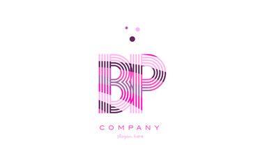 Fototapeta premium bp b p alphabet letter logo pink purple line icon template vector