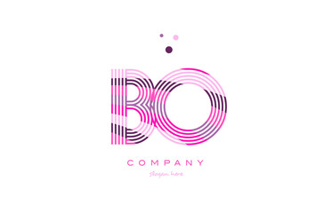 bo b o alphabet letter logo pink purple line icon template vector