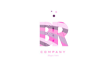 br b r alphabet letter logo pink purple line icon template vector