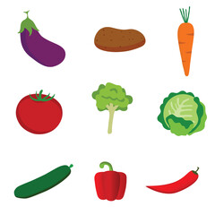 vegetable set icon in color illustration