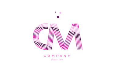 cm c m alphabet letter logo pink purple line icon template vector