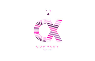 cx c x alphabet letter logo pink purple line icon template vector