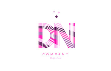 dn d n alphabet letter logo pink purple line icon template vector