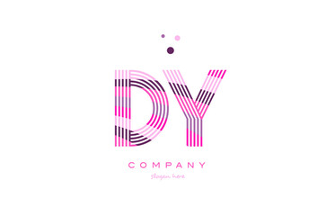 dy d y alphabet letter logo pink purple line icon template vector