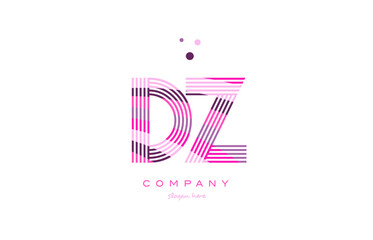 dz d z alphabet letter logo pink purple line icon template vector