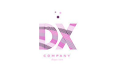 dx d x alphabet letter logo pink purple line icon template vector
