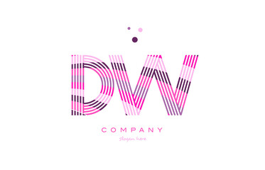 dw d w alphabet letter logo pink purple line icon template vector