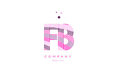 fb f b alphabet letter logo pink purple line icon template vector