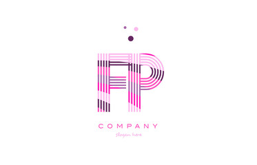 fp f p alphabet letter logo pink purple line icon template vector