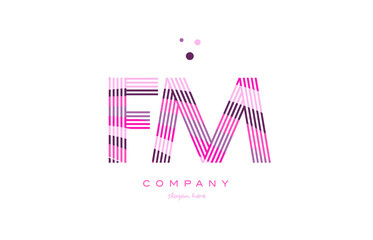 fm f m alphabet letter logo pink purple line icon template vector