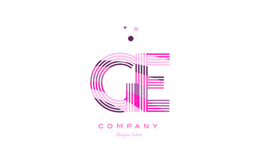 ge g e alphabet letter logo pink purple line icon template vector