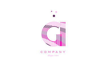 gi g i alphabet letter logo pink purple line icon template vector - obrazy, fototapety, plakaty