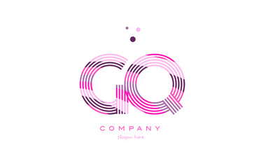 gq g q alphabet letter logo pink purple line icon template vector