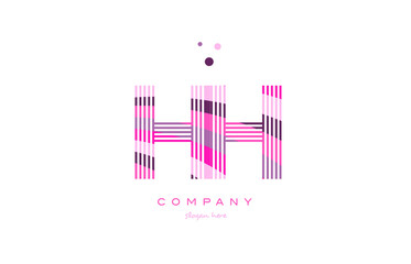 hh h h alphabet letter logo pink purple line icon template vector