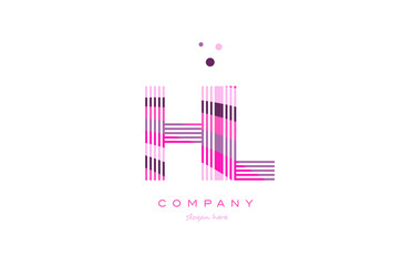 hl h l alphabet letter logo pink purple line icon template vector