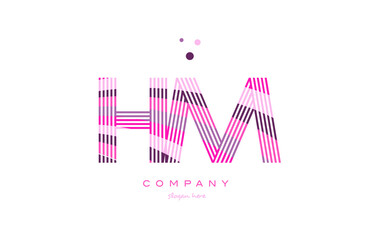 hm h m alphabet letter logo pink purple line icon template vector