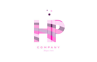 hp h p alphabet letter logo pink purple line icon template vector