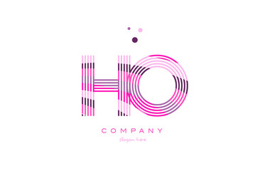 ho h o alphabet letter logo pink purple line icon template vector