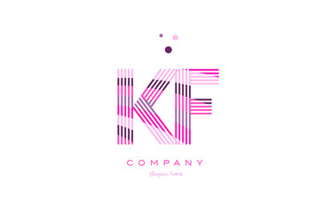 kf k f alphabet letter logo pink purple line icon template vector