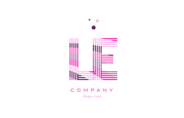 le l e alphabet letter logo pink purple line icon template vector