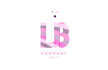 lb l b alphabet letter logo pink purple line icon template vector