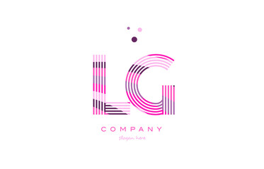 lg l g alphabet letter logo pink purple line icon template vector