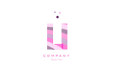 li l i alphabet letter logo pink purple line icon template vector