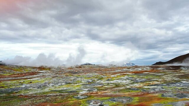 surreal landscape from Iceland, geothermal volcanic area near Myvatn