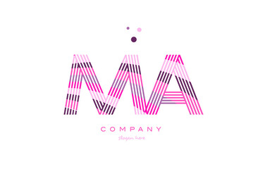 ma m a alphabet letter logo pink purple line icon template vector
