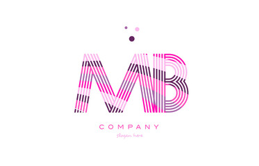 mb m b alphabet letter logo pink purple line icon template vector