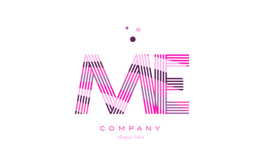 me m e alphabet letter logo pink purple line icon template vector