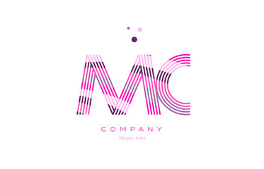 mc m c alphabet letter logo pink purple line icon template vector