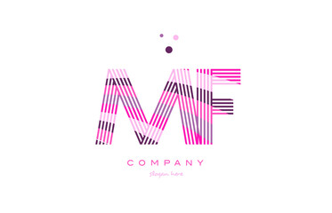 mf m f alphabet letter logo pink purple line icon template vector