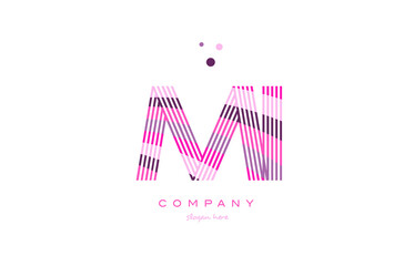 mi m i alphabet letter logo pink purple line icon template vector