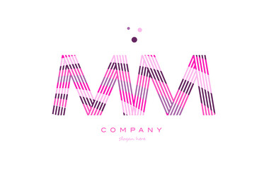 mm m m alphabet letter logo pink purple line icon template vector