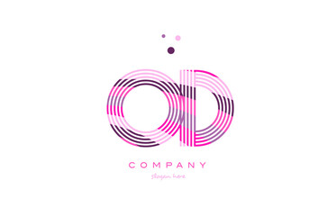 od o d alphabet letter logo pink purple line icon template vector