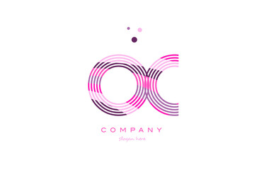 oc o c alphabet letter logo pink purple line icon template vector