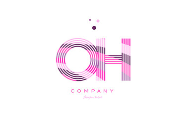 oh o h alphabet letter logo pink purple line icon template vector