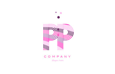 pp p alphabet letter logo pink purple line icon template vector