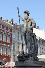 Sculpture of Neptune on the Market square (Rynok square)  in Lviv, Ukraine
