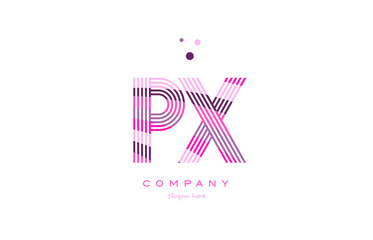 px p x alphabet letter logo pink purple line icon template vector