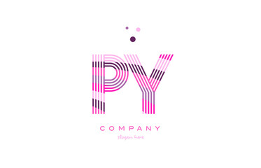 py p y alphabet letter logo pink purple line icon template vector