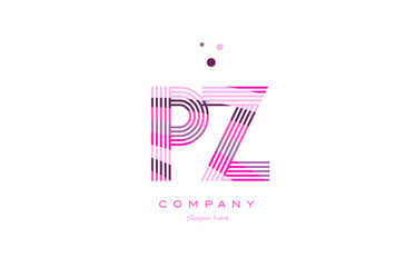 pz p z alphabet letter logo pink purple line icon template vector