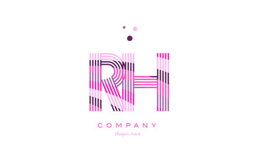 rh r h alphabet letter logo pink purple line icon template vector