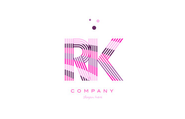 rk r k alphabet letter logo pink purple line icon template vector