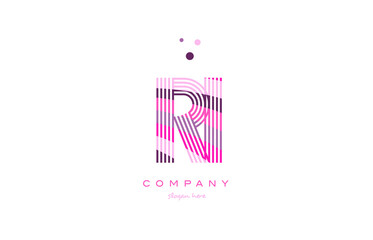 ri r i alphabet letter logo pink purple line icon template vector