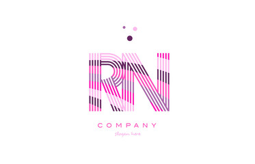 rn r n alphabet letter logo pink purple line icon template vector