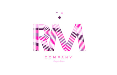 rm r m alphabet letter logo pink purple line icon template vector