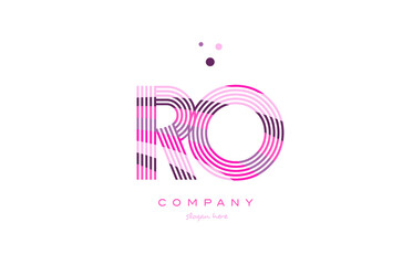 ro r o alphabet letter logo pink purple line icon template vector