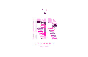 rr r alphabet letter logo pink purple line icon template vector